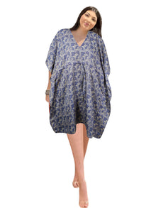  Recycled Silk Boho Kaftan Dress for Women, Perfect as a Beach Cover-Up L-2X