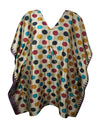 Colorful Polka Dots Boho Kaftan Dress, Poolside Silk Caftan Dress, Cruise Caftan L-2X