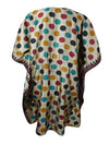 Colorful Polka Dots Boho Kaftan Dress, Poolside Silk Caftan Dress, Cruise Caftan L-2X
