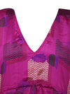 Pink Checkered Summer Kaftan, Beach Coverup, Women's Recycled Silk Boho Caftan L-2X