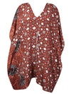 Russet Geometric Print Summer Kaftan, Women's Recycled Silk Boho Caftan Dresses L-2X