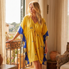 Bohemian Summer Kaftan for Women – Vivid Yellow Recycled Silk Resort Dress L-2X