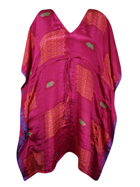 Pink Candy Boho Summer Kaftan For Women, Caftan Dress, Recycled Silk Beach Coverup L-2X