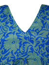 Boho Summer Kaftan For Women, Blue Caftan Dress, Recycled Silk Beach Coverup L-2X