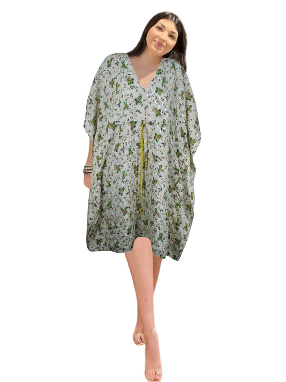 Summer Recycled Silk Caftan for Women – Effortless Elegance as Your Beach Cover-Up L-2X