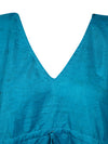 Summer Short Kaftan Dress, Blue Dress, Women's Recycled Silk Beach Coverup L-2X