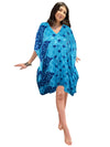 Blue Floral Silk Kaftan for Women – Lightweight Beach Cover-Up & Elegant Resort Wear L-2X