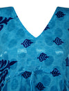 Blue Floral Silk Kaftan for Women – Lightweight Beach Cover-Up & Elegant Resort Wear L-2X