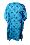 Blue Floral Silk Kaftan for Women – Lightweight Beach Cover-Up & Elegant Resort Wear L-2X