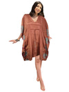 Red Peacock Print Boho Kaftan – Women's Breezy Summer Caftan, Perfect for Beach Days L-2X
