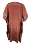 Red Peacock Print Boho Kaftan – Women's Breezy Summer Caftan, Perfect for Beach Days L-2X