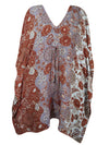 Red & Gray Floral Summer Kaftan – Flowy Beach Caftan for Women L-2X