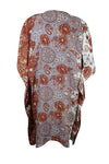 Red & Gray Floral Summer Kaftan – Flowy Beach Caftan for Women L-2X