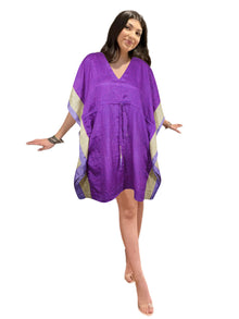  Amethyst Purple Boho Kaftan – Short Summer Caftan Dress, Breezy Beach Cover-Up & Lounge Housedress L-2X