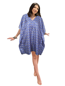  Women’s Purple Boho Kaftan – Icelandic Penguin Print Leisure Wear & Poolside Housedress L-2X
