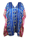 Blue Circles Boho Kaftan Dress, Summer, Stylish Resort Caftan, L-2X