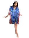 Women’s Blue Circles Boho Kaftan – Stylish Summer Beach Coverup & Resort Caftan L-2X