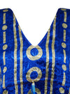 Blue Circles Boho Kaftan Dress, Summer, Stylish Resort Caftan, L-2X