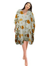 Women’s White Floral Boho Kaftan – Summer Housedress & Resort Beach Caftan L-2X