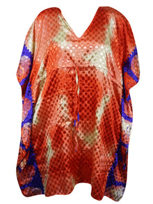  Red Sherbet Boho Chic Kaftan, Summer, Stylish Short Caftan L-2X