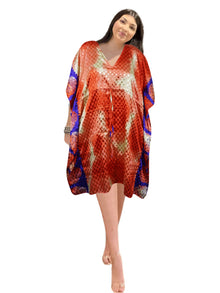  Women’s Red Sherbet Boho Kaftan – Stylish Short Summer Caftan  L-2X