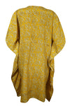 Womens Sungold Yellow Kaftan, Beach Floral Kaftan, Leisure Wear, Housedress, Stylish Short Caftan  L-2X