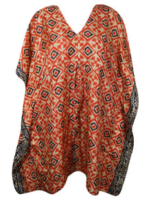  Earthy Red Boho Chic Kaftan, Leisure Wear, Housedress, pool, Beach Coverup, Stylish Short Caftan L-2X