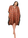 Women’s Earthy Red Boho Kaftan – Stylish Short Summer Lounge Dress & Beach L-2X