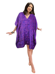  Women’s Purple Floral Boho Kaftan – Chic Resort Wear, Lounge Dress & Beach Coverup L-2X