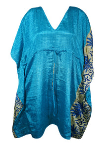  Boho Summer Kaftan, Blue, Leisure Wear, Housedress, pool, Beach Coverup, Stylish Short Caftan L-2X