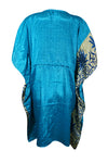 Boho Summer Kaftan, Blue, Leisure Wear, Housedress, pool, Beach Coverup, Stylish Short Caftan L-2X