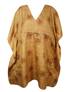  Beach Coverup Kaftan Gold Dandelions Caftan Leisure Wear, Housedress, Beach Coverup Caftan L-2X