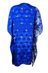 Women Boho Chic Kaftan Blue Floral, Caftan Leisure Wear, Housedress, Beach Coverup L-2X