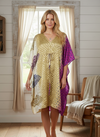 Women’s Boho Chic Golden Dot Kaftan – Recycled Silk Lounge Dress & Elegant Housedress L-2X