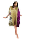Women’s Boho Chic Golden Dot Kaftan – Recycled Silk Lounge Dress, Elegant Housedress L-2X