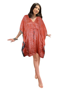  Women's Sunset Red Boho Summer Kaftan – Handmade Caftan Dress, Housedress  L-2X