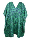 Women Bohemian Kaftan Sea Green Caftan Beach Coverup Dress L-2X