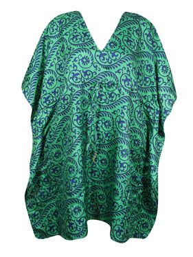 Women Bohemian Kaftan Sea Green Caftan Beach Coverup Dress L-2X
