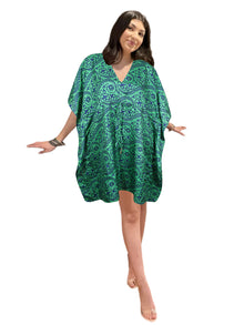  Women's Sea Green Bohemian Kaftan – Handmade Summer Caftan Dress, Housedress L-2X