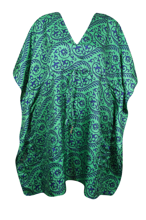 Women Bohemian Kaftan Sea Green Caftan Beach Coverup Dress L-2X