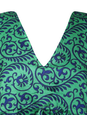Women Bohemian Kaftan Sea Green Caftan Beach Coverup Dress L-2X