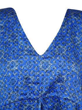 Women Boho Kaftan Royal Blue Caftan Beach Coverup, Summer Short Caftan L-2X