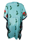 Women Boho Leaf Kaftan Turquoise Blue Caftan Housedress Beach Coverup L-2X