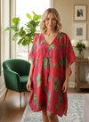 Women’s Blush Pink Boho Short Kaftan – Handmade Summer Caftan Dress L-2X