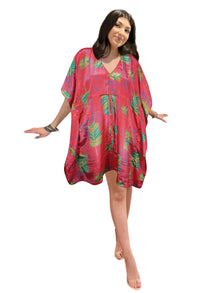  Women's Blush Pink Boho Short Kaftan – Handmade Summer Caftan Dress L-2X