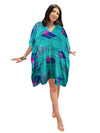 Women's Sea Green Floral Boho Short Kaftan – Handmade Summer Caftan Dress L-2X