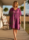 
Women’s Pink & Green Floral Boho Short Kaftan – Handmade Summer Caftan Dress L-2X
