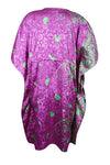 Women Boho Kaftan, Pink, Green Floral Caftan, Housedress, Beach Coverup, Summer Short Caftan L-2X