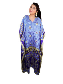  Women's Purple Floral Boho Maxi Kaftan – Handmade Summer Caftan Housedress L-2X