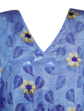 Womens Boho Maxi Kaftan, Purple Floral Caftan, Housedress, Beach Coverup, Summer Caftan  L-2X